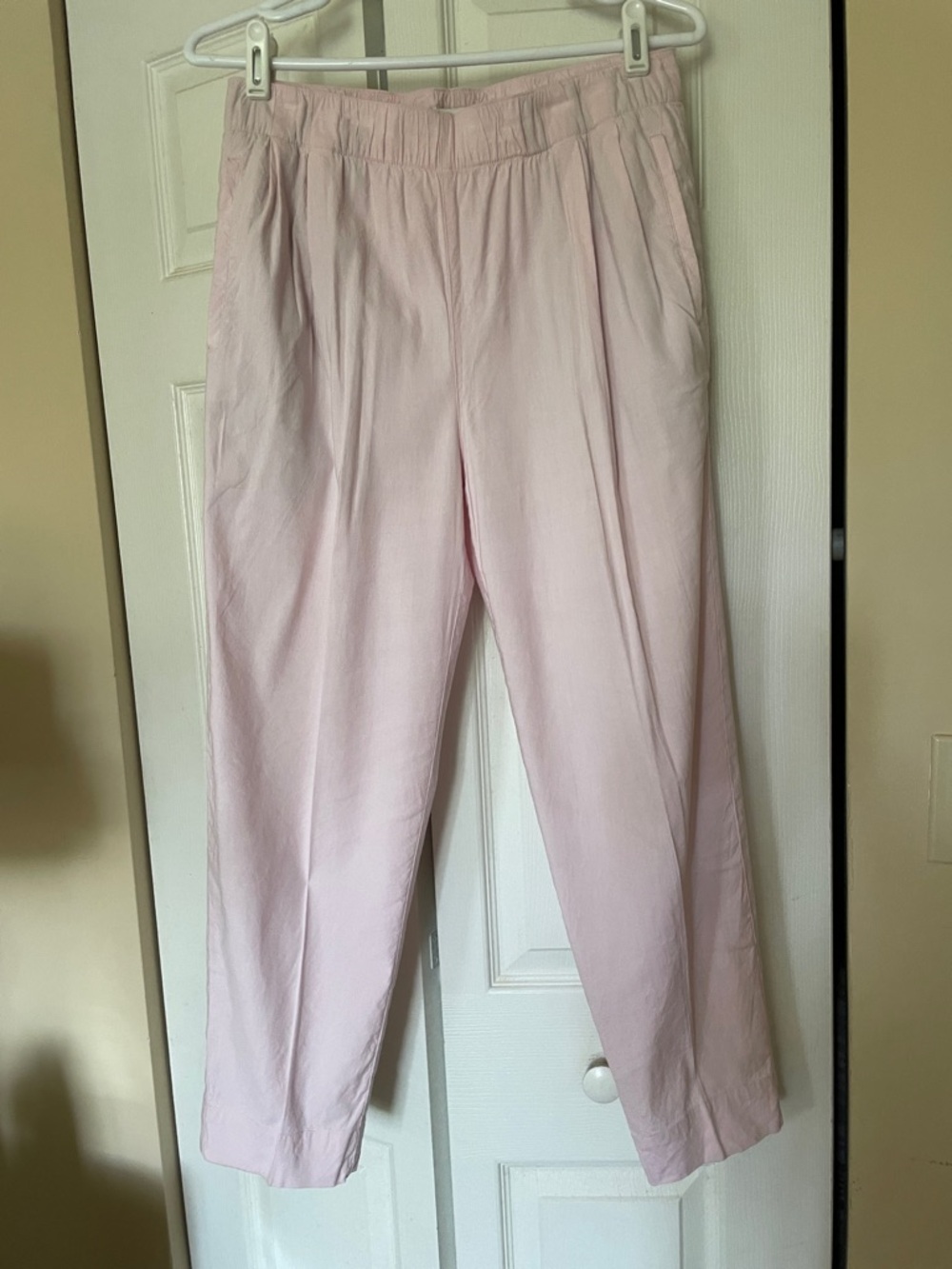 Vince Light Pink Straight-Leg Pants Elastic Waist 4 Pocket